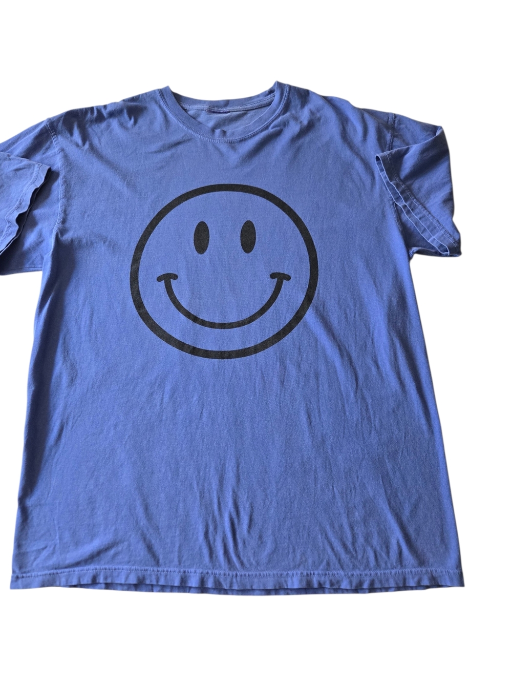 Lala Smiley Face Graphic Tee S/M Blue Oversized “World Needs Your Magic”